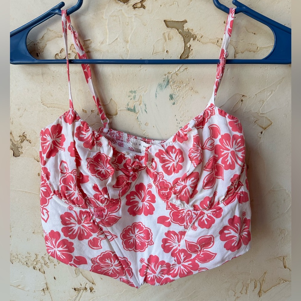 LA Hearts PacSun Hawaiian Corset Top Small Underwire Boning Summer Crop Top